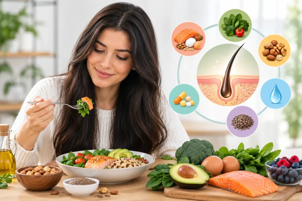 How does nutrition affect hair health and strength?