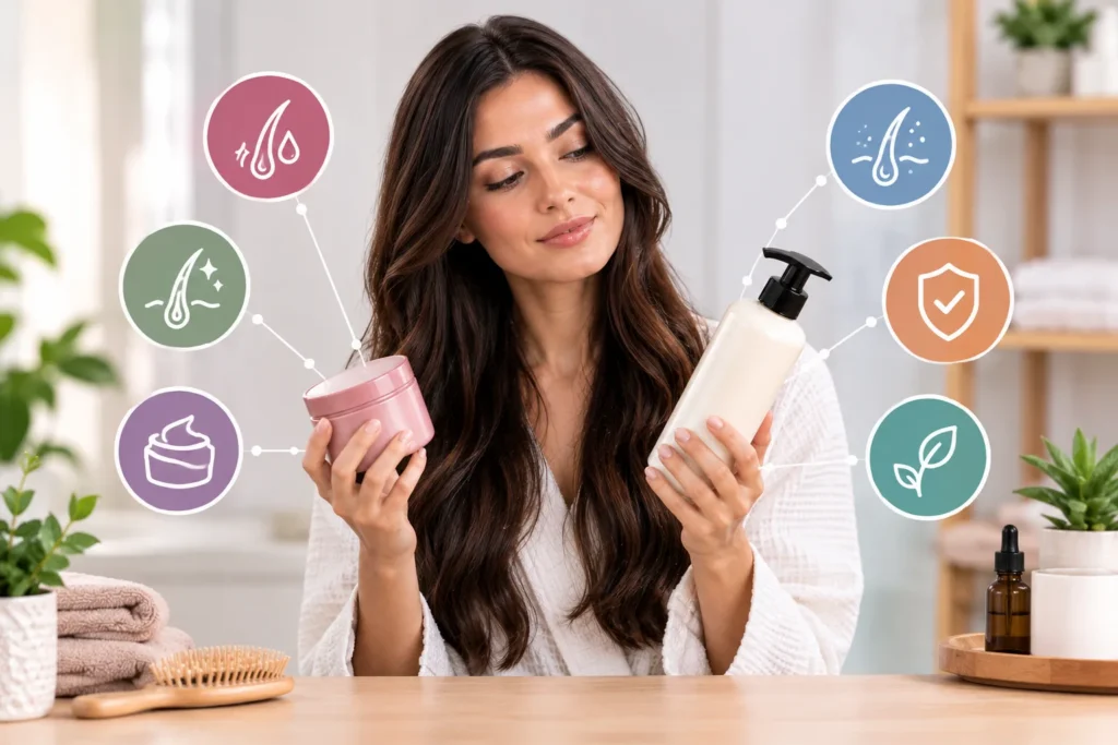 What should you consider when choosing a hair mask or conditioner?