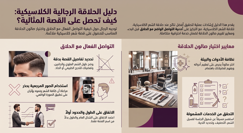 استشارة الحلاق واختيار خدمة قصة شعر الرجال الكلاسيكية