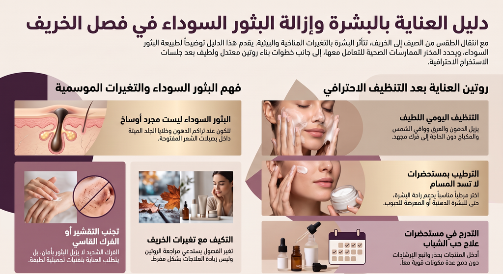 دليل العناية بالبشرة والرؤوس السوداء في الخريف