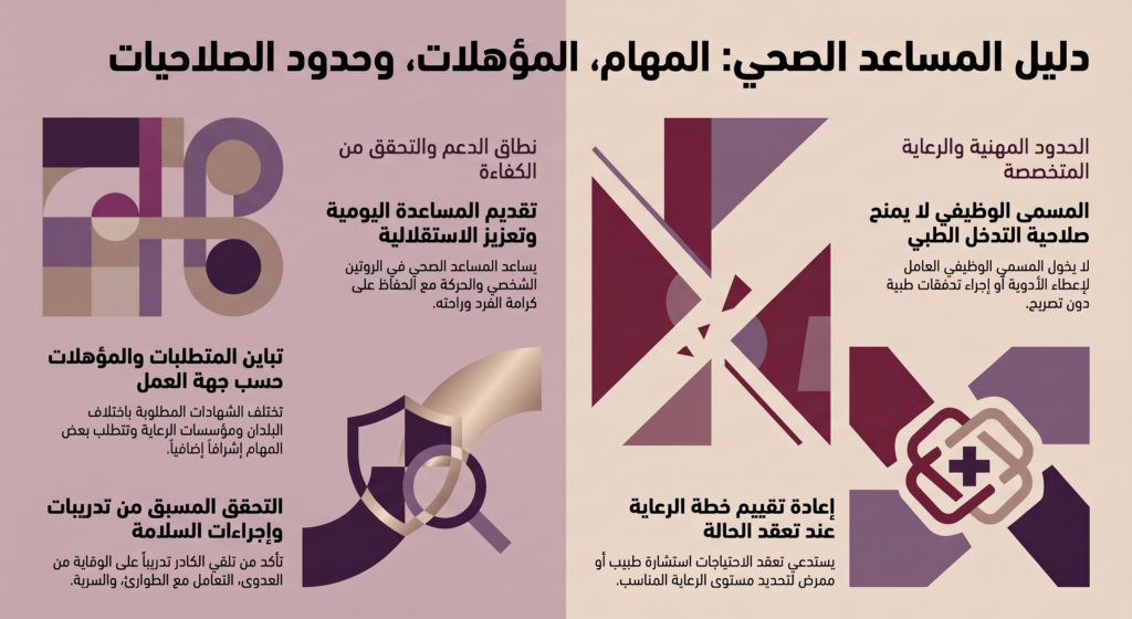 مساعد رعاية صحية: النطاق والدعم والحدود