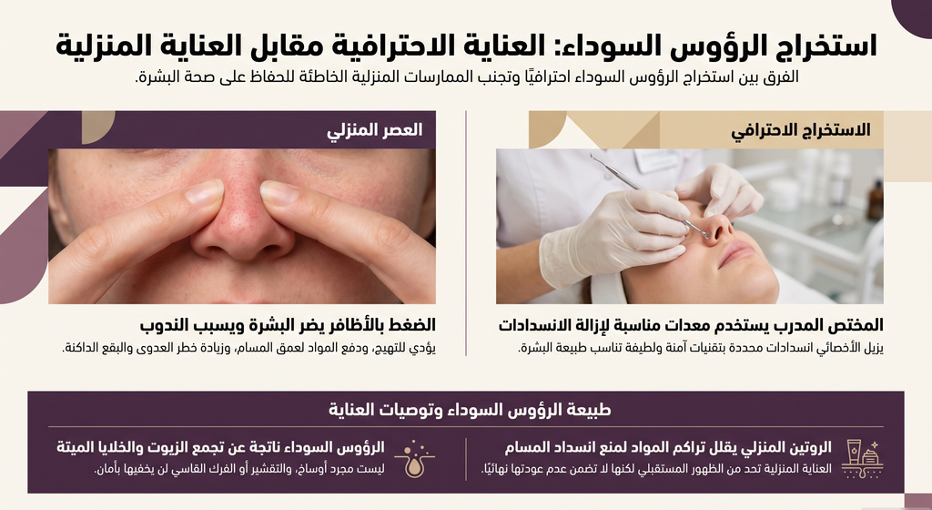 استخراج الرؤوس السوداء مقابل العناية المنزلية بالبشرة